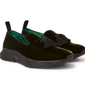 Tom Ford Turner Tasselled Velvet Green Sneakers Size 11
